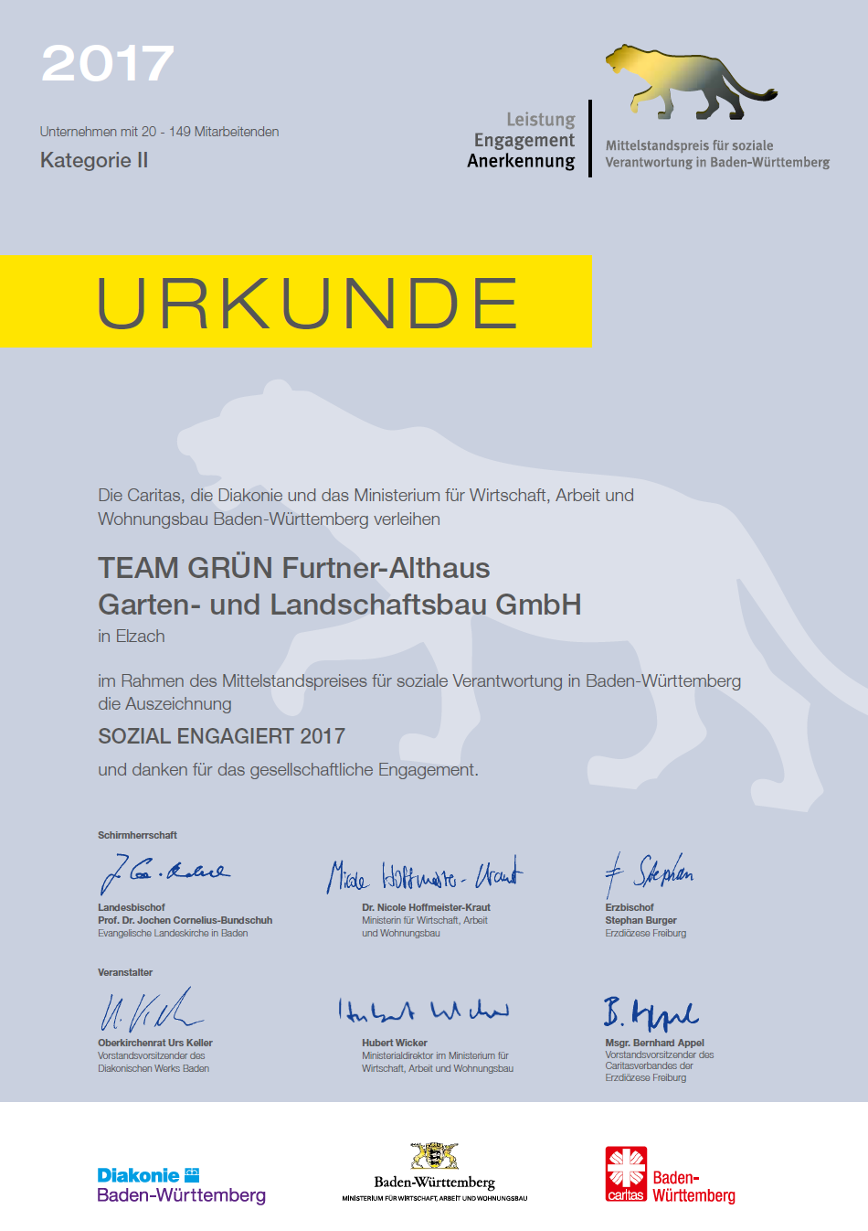 TEAM GRÜN Elzach- sozial engagiert 2017